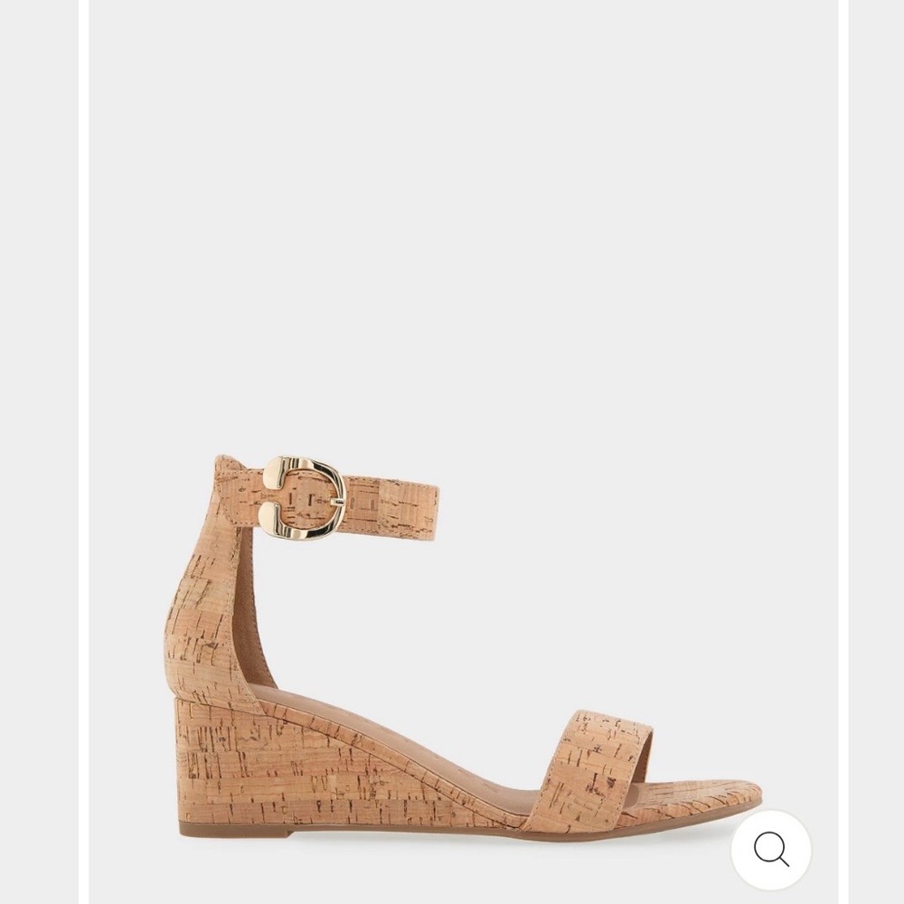 AEROSOLES Cork Wedge Ankle-Strap Sandals - Tan